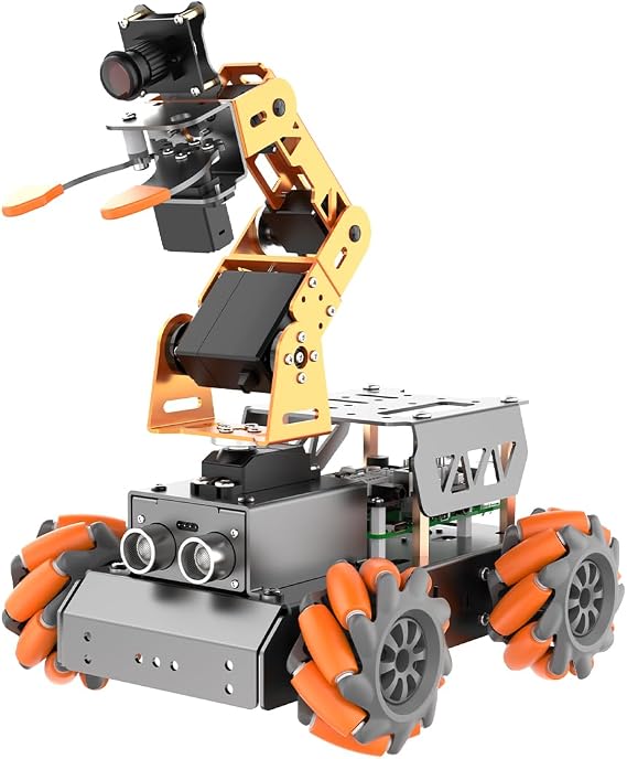 MatserPi Robotic Arm for Raspberry Pi Open Source Programming AI Vision Robot Car Kit, 5 DOF/Axis Smart Robotic Arm DIY Gift for Teens Adults, without Raspberry Pi