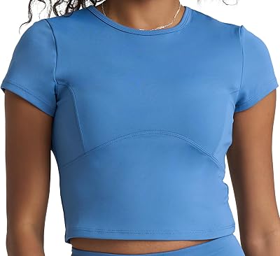 POPSUGAR PS Short Sleeve Athletic Tops for Women, Fitted Feminine Seamed Workout Shirts Gym Running Yoga Tshirts