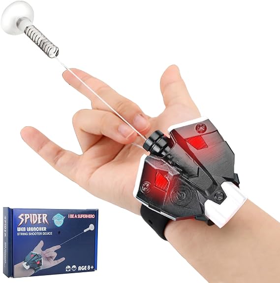 Web Launcher String Shooters Toy, Cool Gadgets Spider String Shooter Real Silk Superhero Role-Play Cool Stuff Fun Toys Great -Perfect Christmas & Birthday Gift (Black+White)