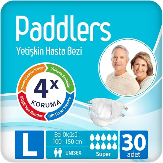 Paddlers Yetişkin Hasta Bantlı Bez Large 30 Adet – Sızdırmaz, Yüksek Emici