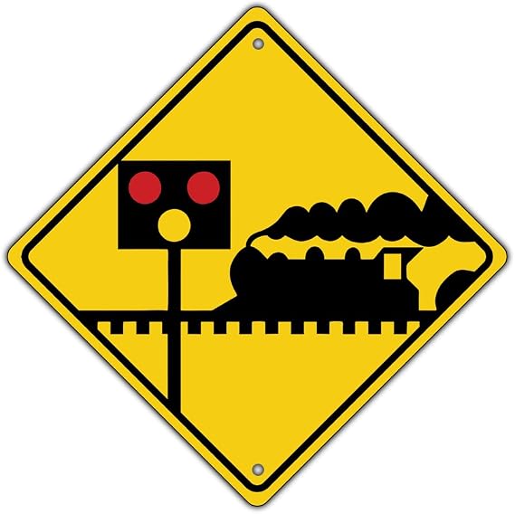 Railroad Train RR Crossing Stop Signal Light Symbol Metal Aluminum Sign 12x12