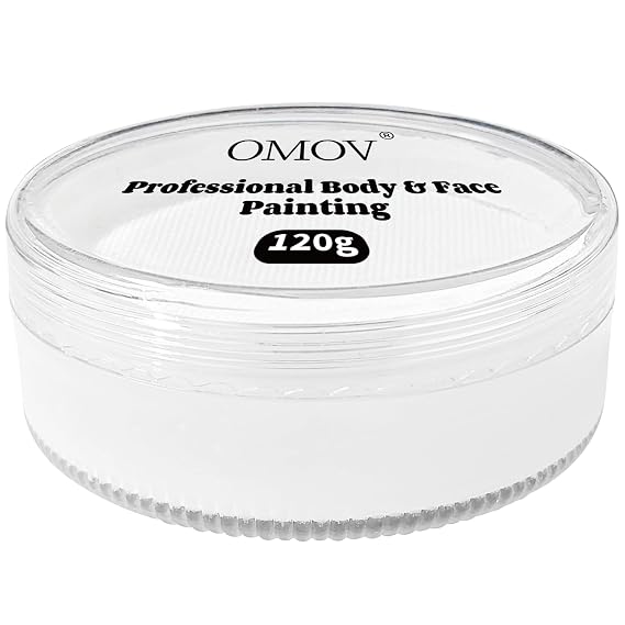 White Face Paint 120g (4.23 oz) Non-Toxic,Water Activated Face Painting Kit for Kids Adults,SFX Makeup Facepaint Palette for Halloween, Cosplay, Theater Party,Skeleton Skull Joker Special Effects