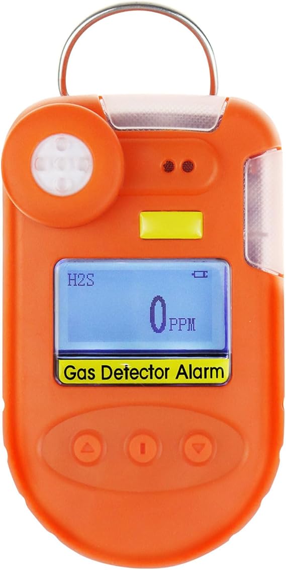 H2S Monitor Clip on Digital H2S Gas Detector 0~100ppm Hydrogen Sulfide Detector with Vibration, Buzzer and Visual Alarm, Real Time&Date Display and Alarm Data Record Function