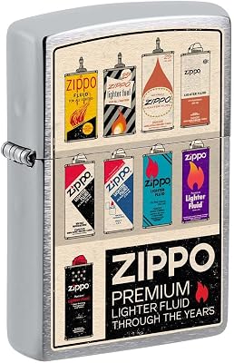 Zippo Lighter: Vintage Fuel Cans - Brushed Chrome 81322