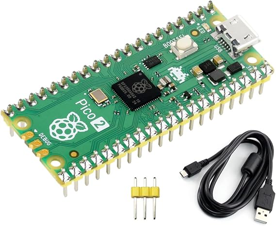 Pre-soldered Raspberry Pi Pico 2 Microcontroller Board Based on Raspberry Pi RP2350 Microcontroller Chip, with Dual-core and Dual-Architecture Design, Running up to 150 MHz (with Header)