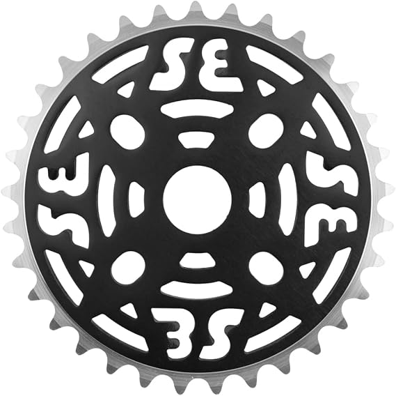 One Piece Alloy Chainring | SE Bikes 33T Aluminum Anodized Black Single Piece Chainring for BMX & Mountain Bikes