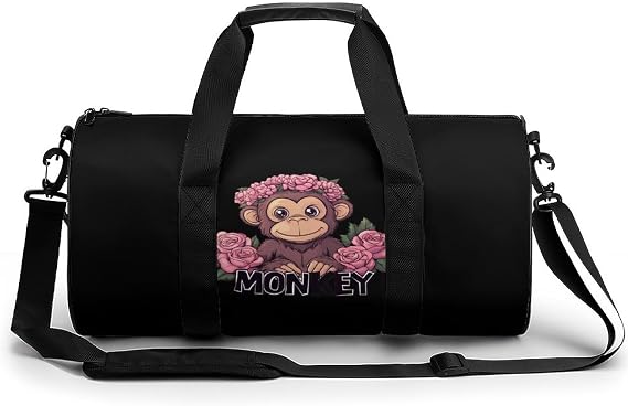Monkey Sports Gym Bag Travel Duffel Workout Bag with Adjustable Strap