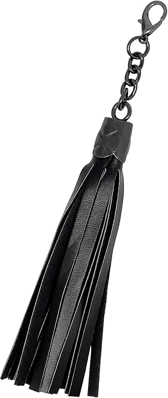 2pcs Black Leather Tassel Keychain for Bag Jewelry Making Supplies Craft