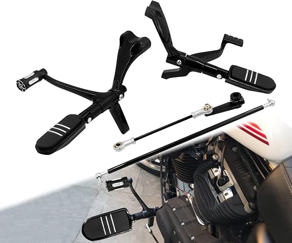 Motorcycle Forward Controls Set Foot Pegs Lever Linkage Kit Fit for Harley Sportster XL 1200 883 2004-2013 Black
