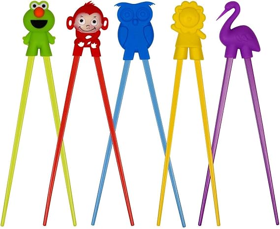 Training chopsticks for kids adults and beginners - 5 Pairs chopstick set with attachable learning chopstick helper - right or left handed