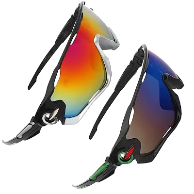 2Pcs Sports Sunglasses for Men - Mens Sunglasses Running Sunglasses for Men Cycling Sunglasses for Men Sport Sunglasses Men Cycling Glasses - Sun Glasses Men Motorcycle Glasses Fishing Sunglasses
