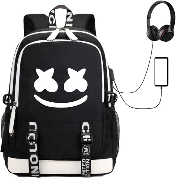 TV Backpack Student Men and Women USB Charging School Bag Computer Bag Backpack (Black 9)