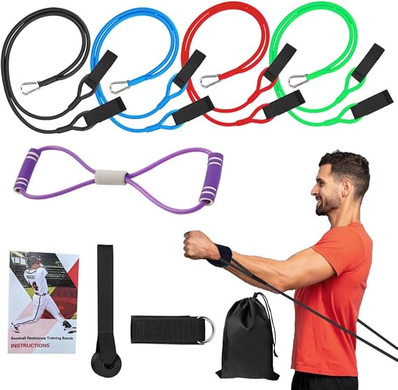 Baseball Resistance Bands for Pitchers Pro-Grade Arm Strength & Pitching Bands | 4-Level Adjustable Resistance Bands for Baseball/Softball Training (All Ages)
