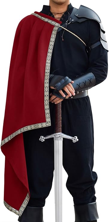Runcati Mens Renaissance Half Shoulder Cape Medieval Knight Costume Cloak | Shawl half, Halloween costume, Cosplay, Lightweight, Samurai, LARP warrior, Ren faire, Pirate, Viking, Steampunk, Robes