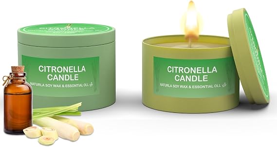 Citronella Candles Outdoor, 2-Pack Natural Citronella Scented Candles for Outside Patio, Garden&Camping, Summer Gifts for Indoor Home Fresh and Cool Aromatherapy Candles