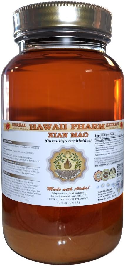 Xian Mao Tincture, Xian Mao, Curculigo (Curculigo Orchioides) Root Liquid Extract, Herbal Supplement 32 fl.oz