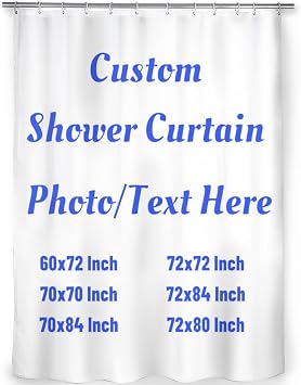 Custom Shower Curtain with Your Photo/Text Funny Shower Curtains for Bathroom with Hooks Waterproof Shower Curtain Sets