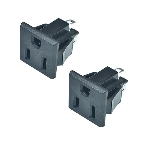 2Pcs 3 Pins US Power Socket Plug Panel, Black, AC 15A 125V
