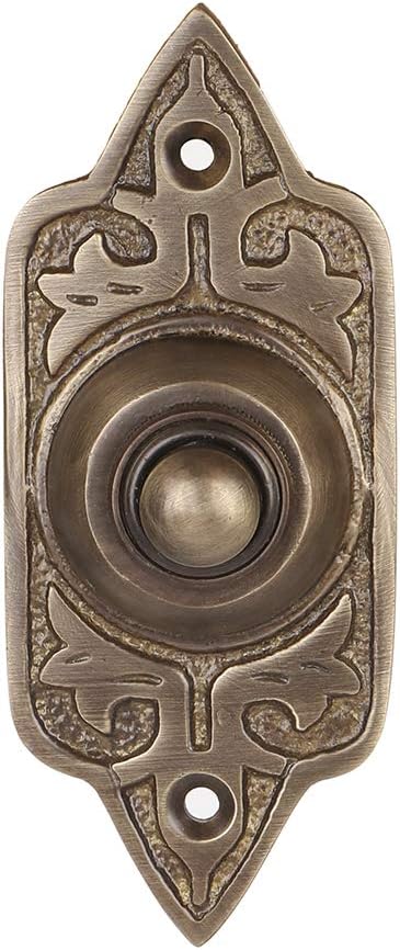 A29 Decorative Doorbell Push Button, Antique Brass, Edwardian