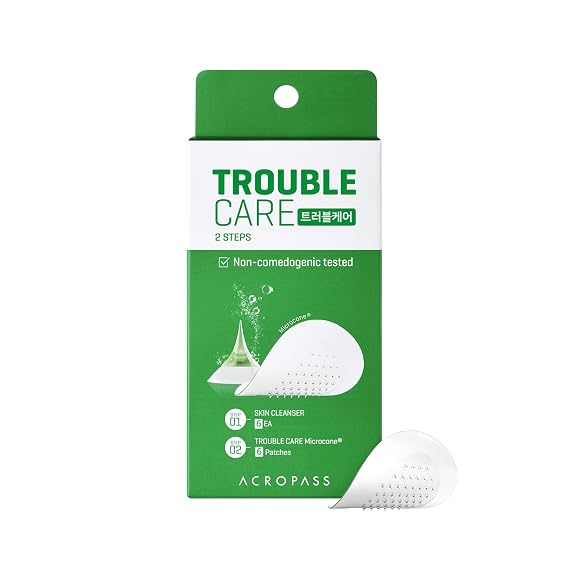 ACROPASS Trouble Care Microcone Acne Patch, Spot Care for Early Pimple and Zits, Hydrocolloid & Niacinamide for Blemishes (Regular Size - 6count)
