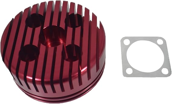 JRL CNC Cylinder Head for Racing 66cc/80cc Engine (red) | Racing CNC cylinder head, fits 66cc 80cc motorized bicycle engine, high performance, red anodized finish