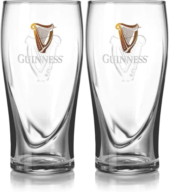 Official Guinness Pint Glass Set of 2, Classic Guinness Memorabilia (20 oz)
