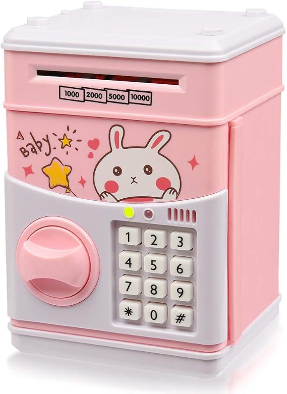 Pink Rabbit - New Kids Cartoon Electronic Money Bank,Yoego Security Piggy Bank Mini ATM Password Coins Money Savings Box Toys Smart Voice & Music Prompt,Code Lock for Children/Toy Gifts Birthday Gift Pink rabbit