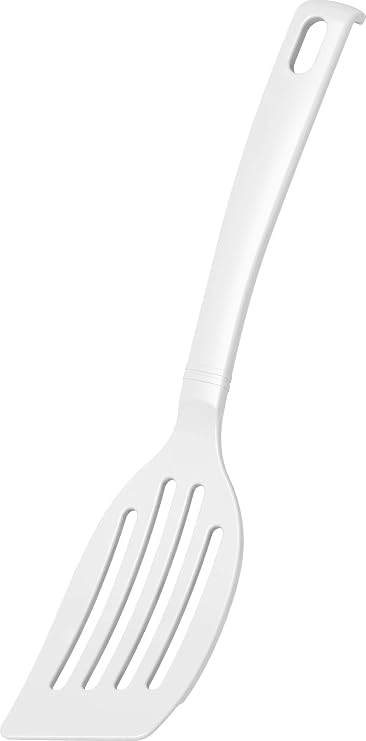 Fackelmann Blanca Slotted Spatula Plastic for Coated Pots and Pans (Colour: White) Quantity: 1 Piece