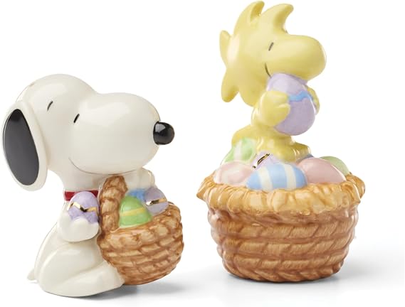 Lenox Snoopy Easter Porcelain Salt and Pepper Shaker Set