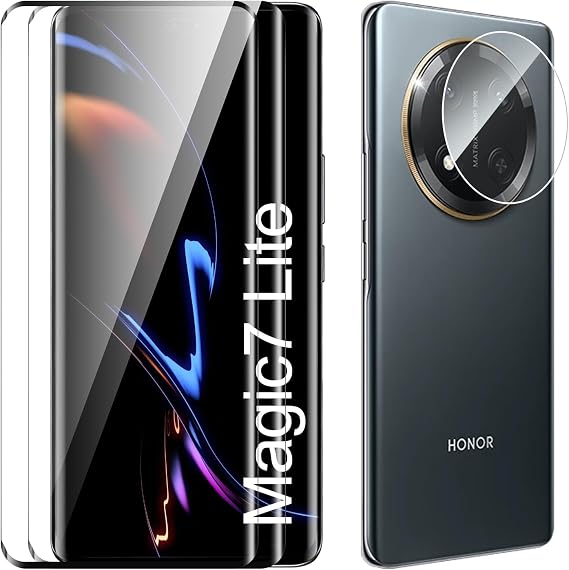 TECHO [2+2 Pieces] Screen Protector for Honor Magic 7 Lite Tempered Glass Screen Protector HD Clear Screen Protector Anti-Scratch Screen Protector HD Fingerprint Touch Sensitive