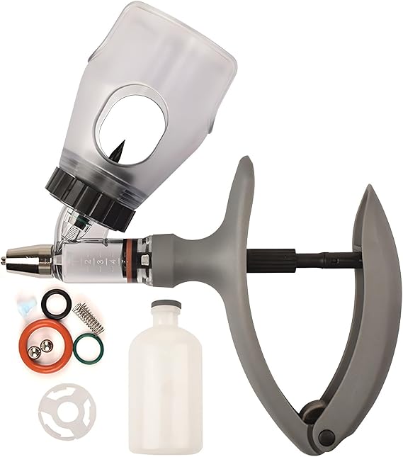 Livestock Auto Injector Syringe Gun, Adjustable Continuous Precision Injection with Bottle Adapter for Animal Intramuscular(C,5ML)
