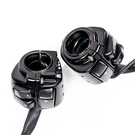 Astra Depot 1 Pair Motorcycle 1" Handlebar Switches Control and Wiring Harness Compatible with Harley