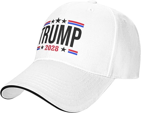 HILLBACK Tru-m-p 2028 Womens Baseball Cap Adjustable Baseball Hat Unisex Trucker Hats White