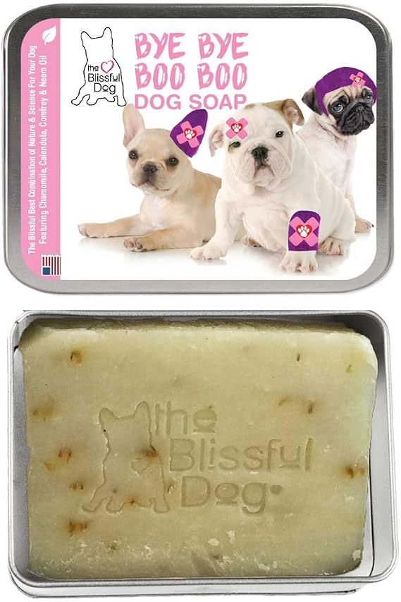 The Blissful Dog Bye Boo Dog Bar Soap Featuring Three Cute Puppies