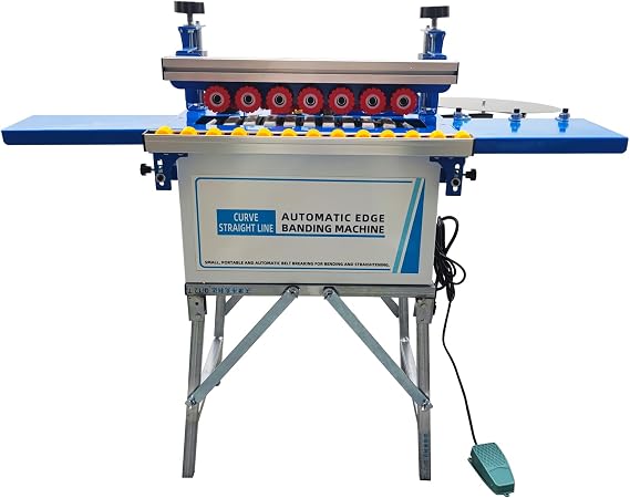 TECHTONGDA Portable Edge Bander Automatic Double-Sided Edge Banding Machine for Woodworking, Automatic Band Breaking for Straight and Curved Edges 110V