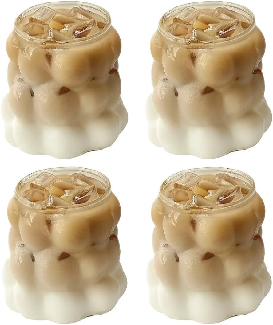 VIVALUXE Şeffaf Kabarcıklı Cam Bardak 7 cm | Kalın Cam Mini Su, Kahve, Kola ve Meşrubat Bardağı | 4’lü Set – Dayanıklı, Modern, Ergonomik Tasarım, Kahve Yanı Üzüm Bardak.