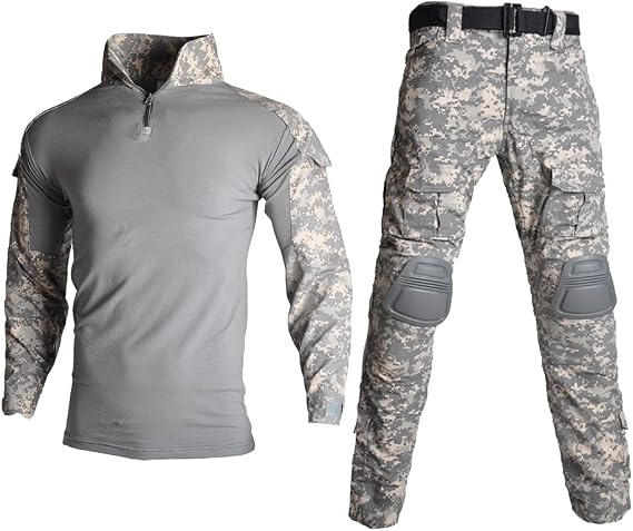 Lilychan Mens Tactical Military Suits Long Sleeve Rip-Stop Uniforms Combat Shirt and Pants Elbow Knee Pads