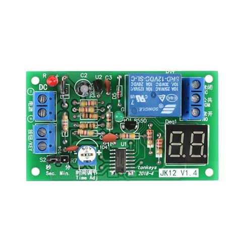 DC12V Adjustable Timer Relay, Relay Timing Module, Adjustable Time Switch Module, Digital LCD Display Countdown Timer
