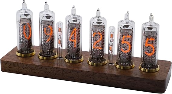 Nixie Clocks,True IN-16 Nixie Tube Clock,Walnut Base,Inductive Switch, Miniature Tube,Software Configuration,Professional Safety Packaging