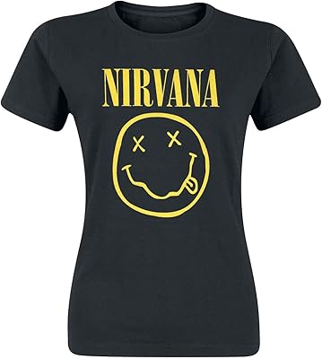 Nirvana Mens Smiley Logo T-Shirt Large Black