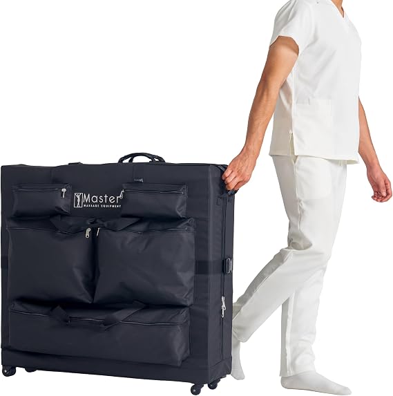 Master Massage Luggage Style Wheeled Massage Table Carrying Case 27 to 32 Width Folding Massage Table- Black