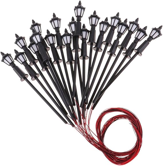 20 Pieces 1:75 HO Scale Miniature Street Lights for Model Railway Train Garden Landscape Warm White LEDs