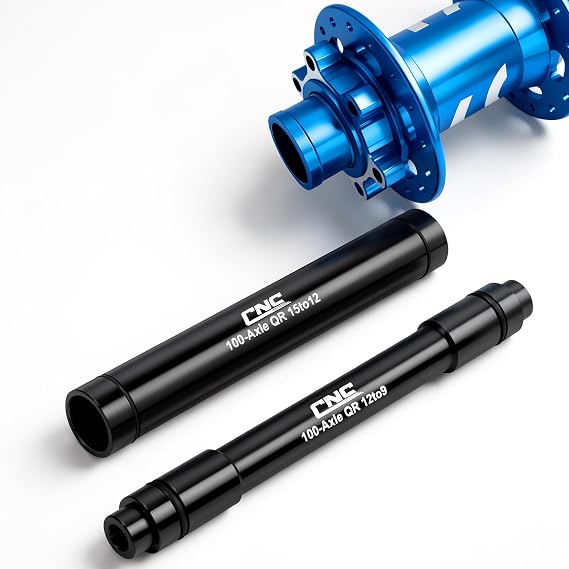 CNC Bike 15mm to 12mm & 12mm to 9mm Thru Axle Adapter, Front Wheel Hub Thru Axle Conversion Kit, 100mm Spacing QR Quick Release Adapter Conversion for Mountain Bike, Road Bike, MTB, BMX.