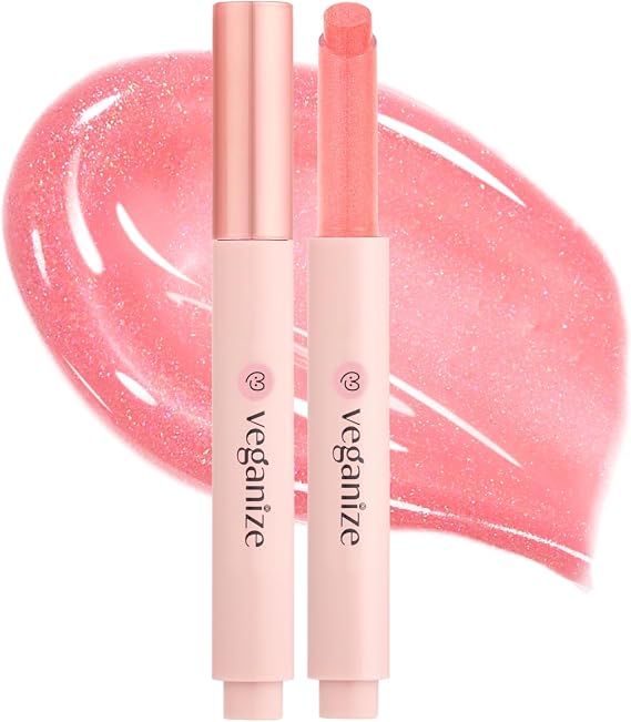 VEGANIZE | Collagen Lip Glass Balm | Glassting Melting | Glossy Sheer Stick Type | Moisturizing Lip Care for Sensitive Skin | Korean CosmeticsOfficial Japan・Authentic Product12 Pink Melon Glow