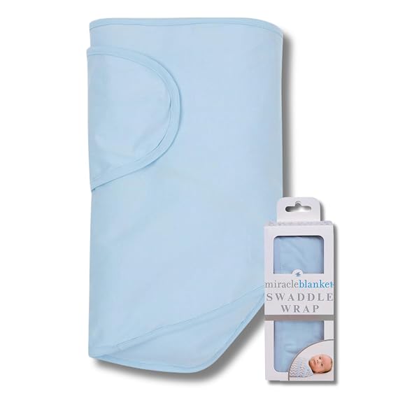 Miracle Blanket Swaddle Wrap, Baby Swaddle for Newborns, Blue | Soft Swaddle Blanket Featuring Miracle Blankets Signature Easy, Secure Wrap Design for Newborns and Infants