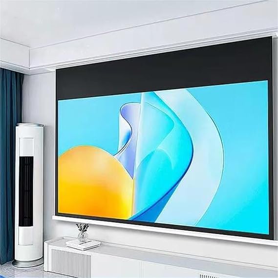 100" Motorized Projector Screen, Electric Diagonal Automatic Projection with Remote Control, 16:9 Wall/Ceiling Mount Movies Screen for Office Video Game(72in)
