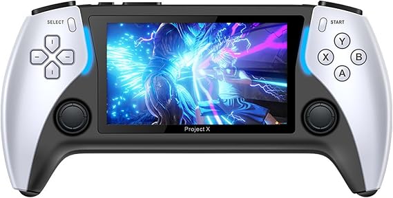 Project X 4 3-Inch High Definition IPS Screen Handheld Game Console Supports Dual Player Combat with Dual Controllers Gift (Gray)