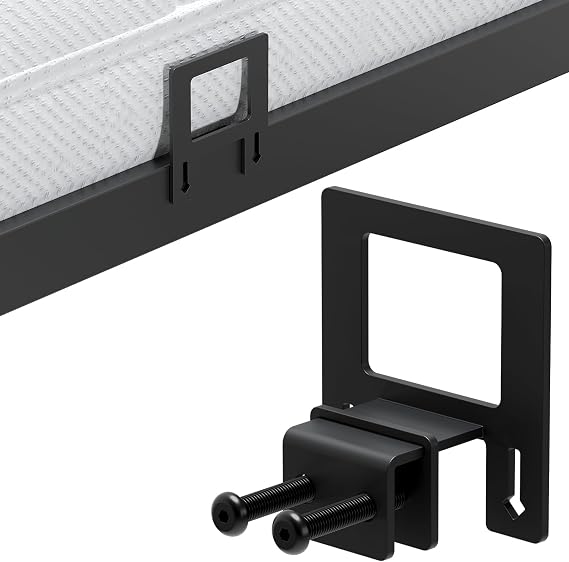 6-Pack Non-Slip Mattress Grippers for Metal Bed Frame, Heavy Duty Mattress Gaskets, Adjustable Anti-Slide Brackets, Black Includes Screws & Allen Wrench