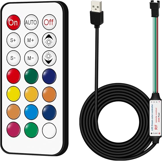 DC 5V USB LED Controller, 21-Key RF Wireless Remote Control