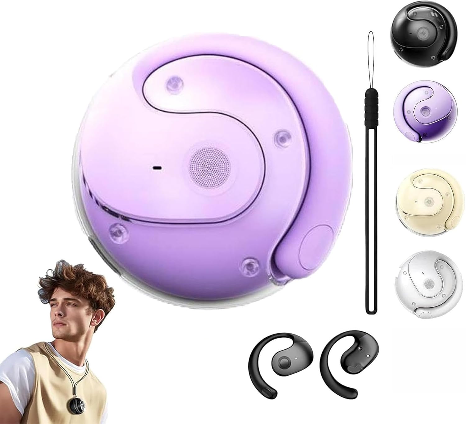 Delighteal Ai Translation Earphones, Wireless Bluetooth Translation Earbuds, Ai Translation Earbuds Real Time, Supports Over 75 Different Languages Purple